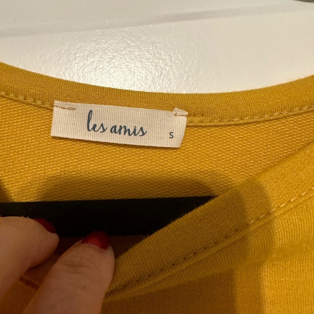 LES AMIS Mustard Plaid Contrast Blouse New - Picture 2 of 3
